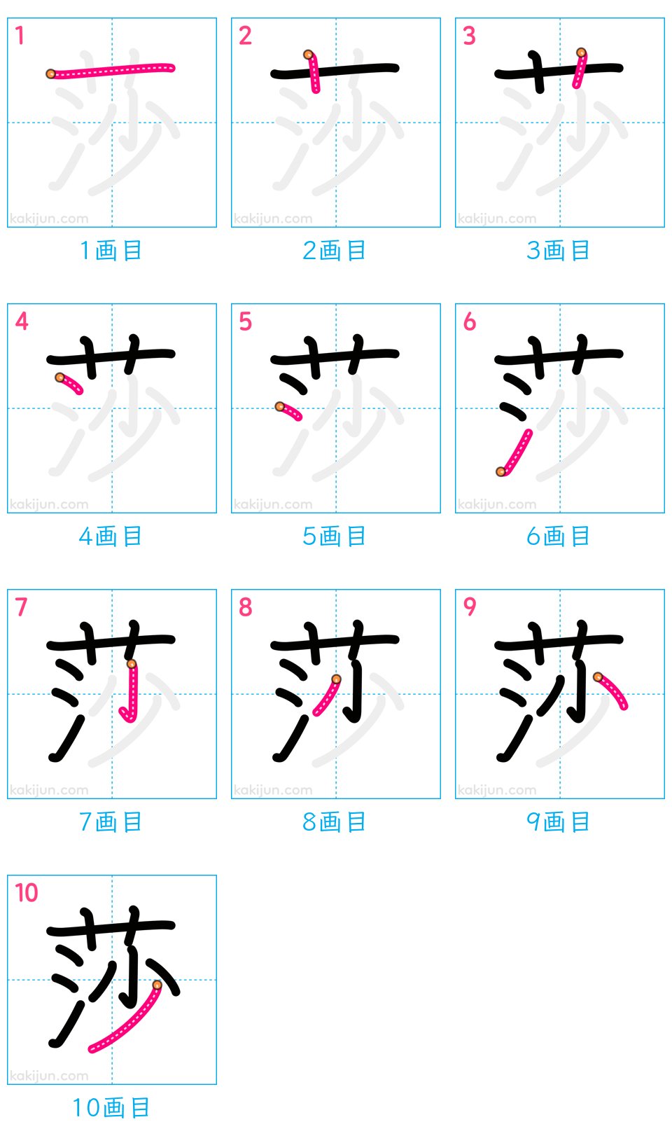 「莎」の書き順（画数）