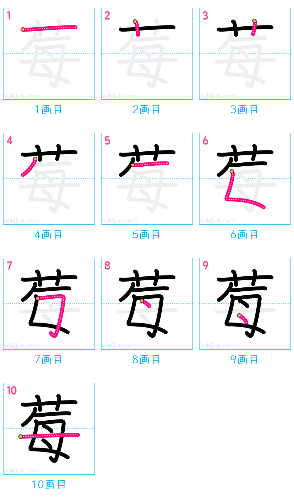 「莓」の書き順（画数）