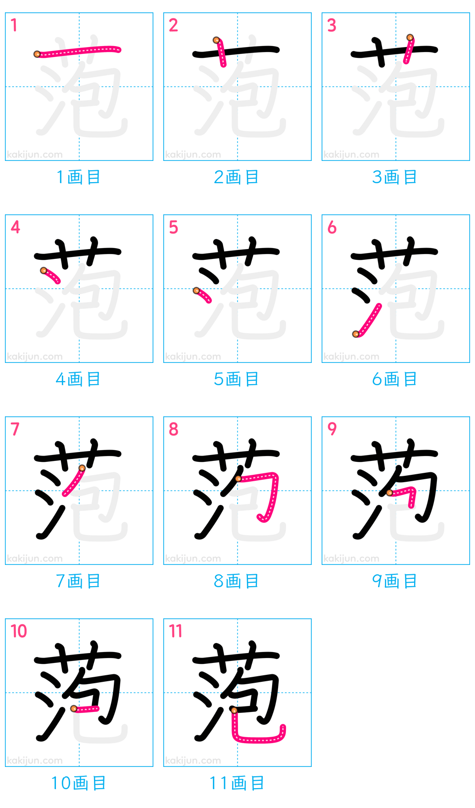 「萢」の書き順（画数）