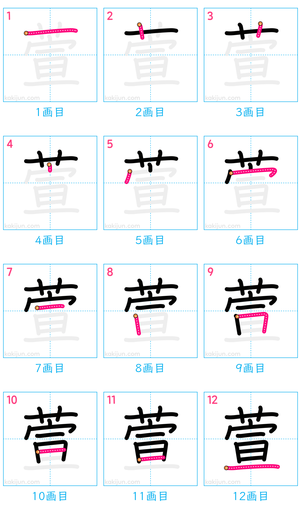 「萱」の書き順（画数）