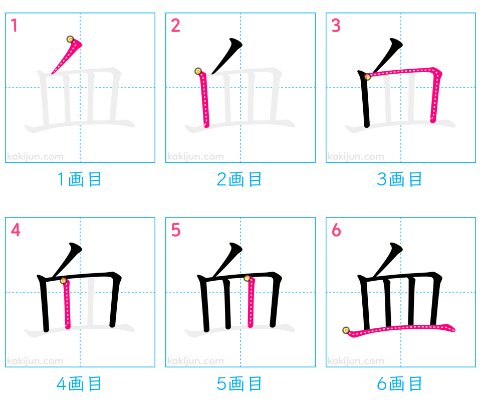 「血」の書き順（画数）