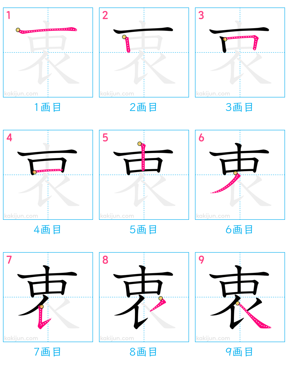 「衷」の書き順（画数）