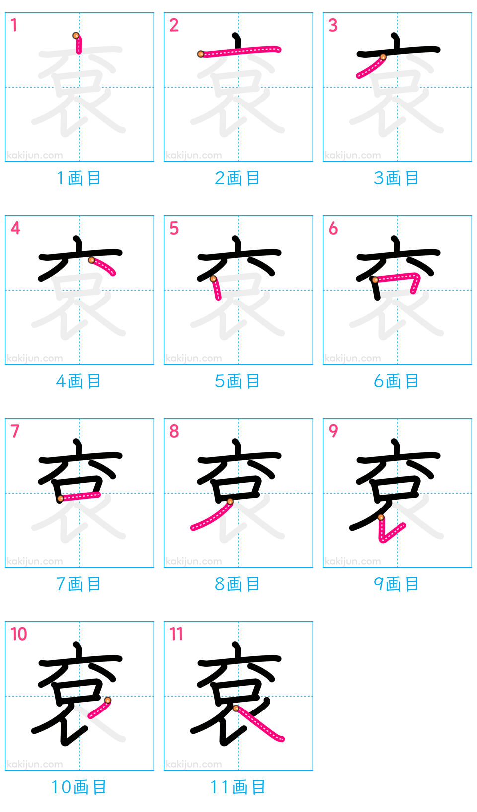 「袞」の書き順（画数）