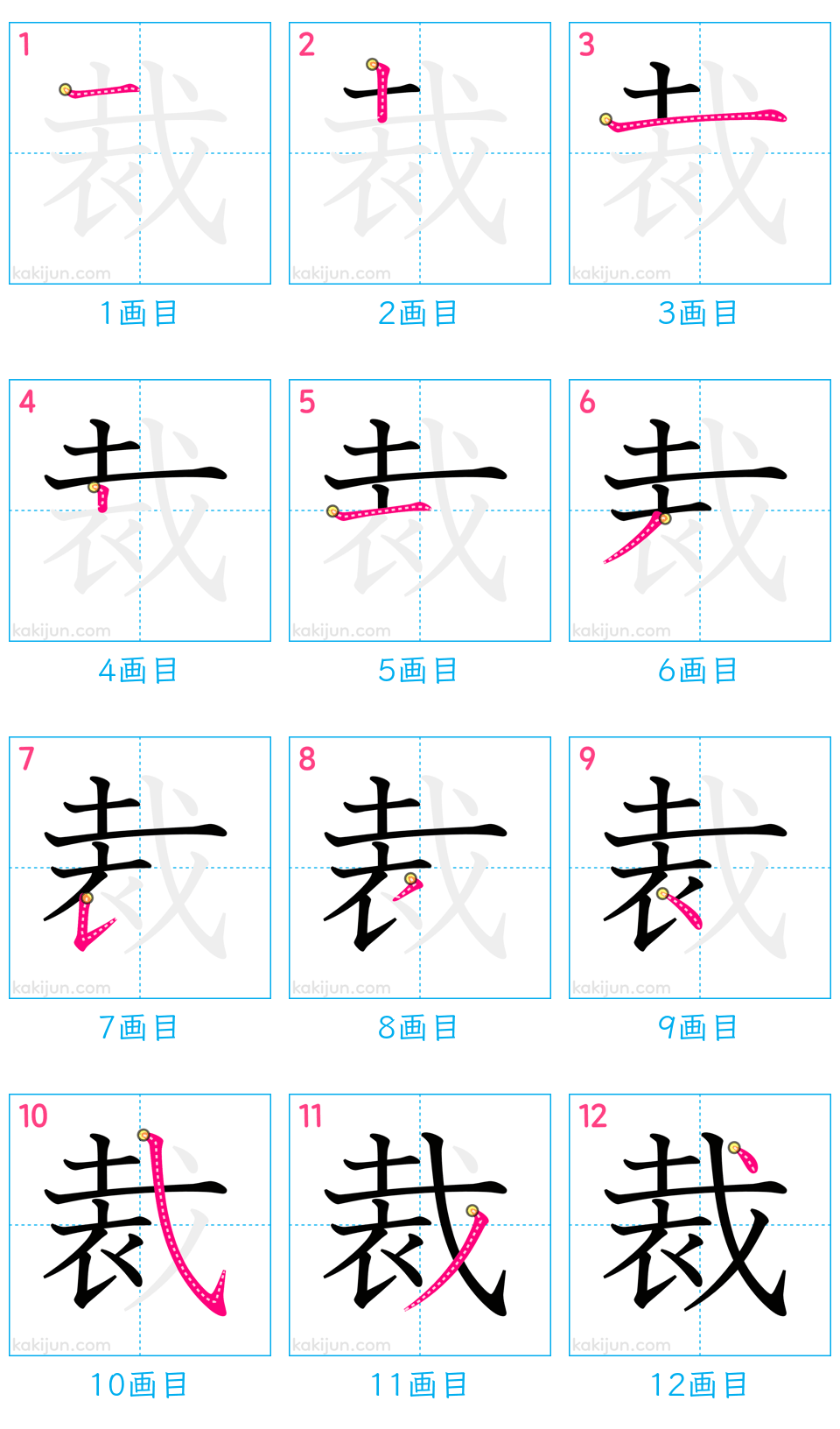 「裁」の書き順（画数）