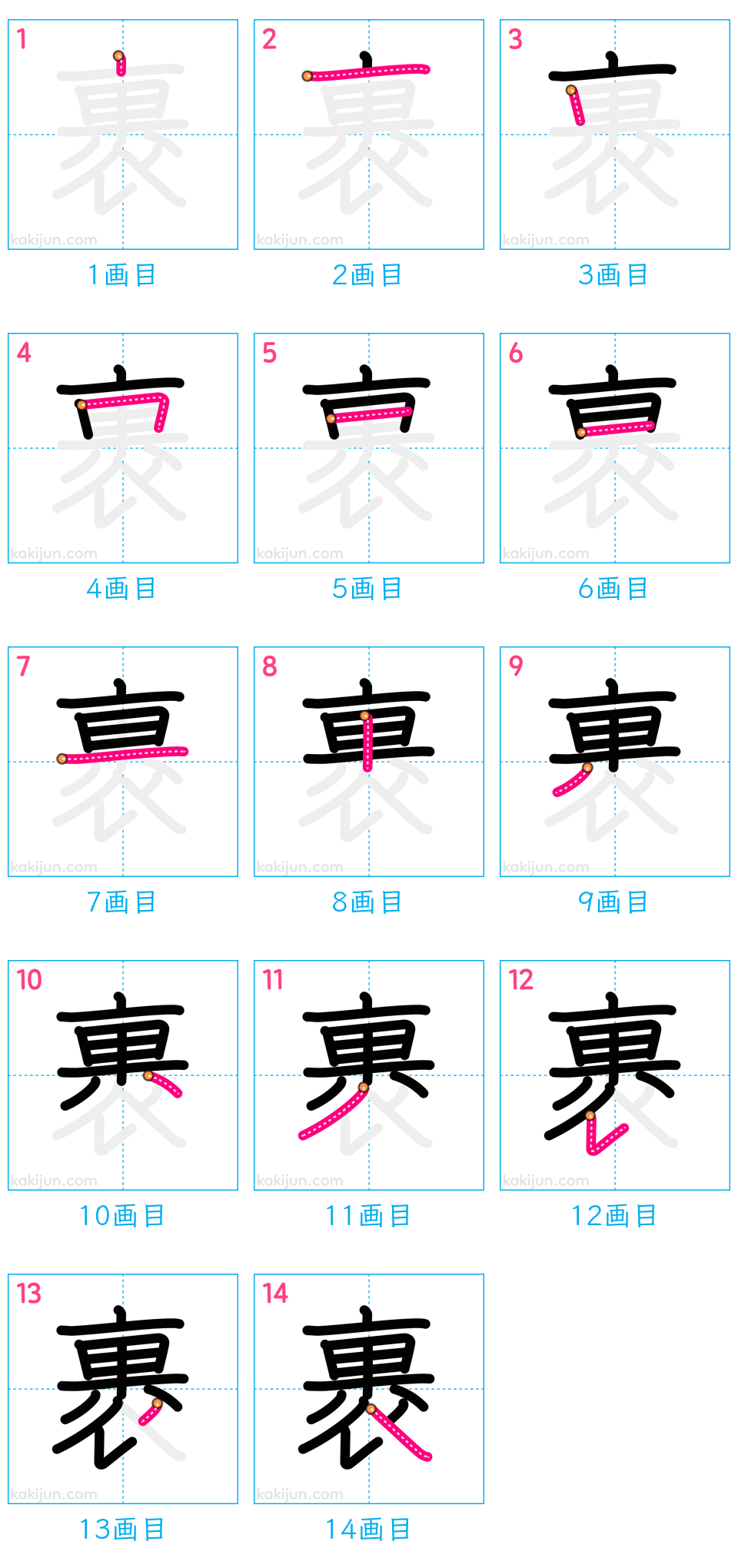 「裹」の書き順（画数）