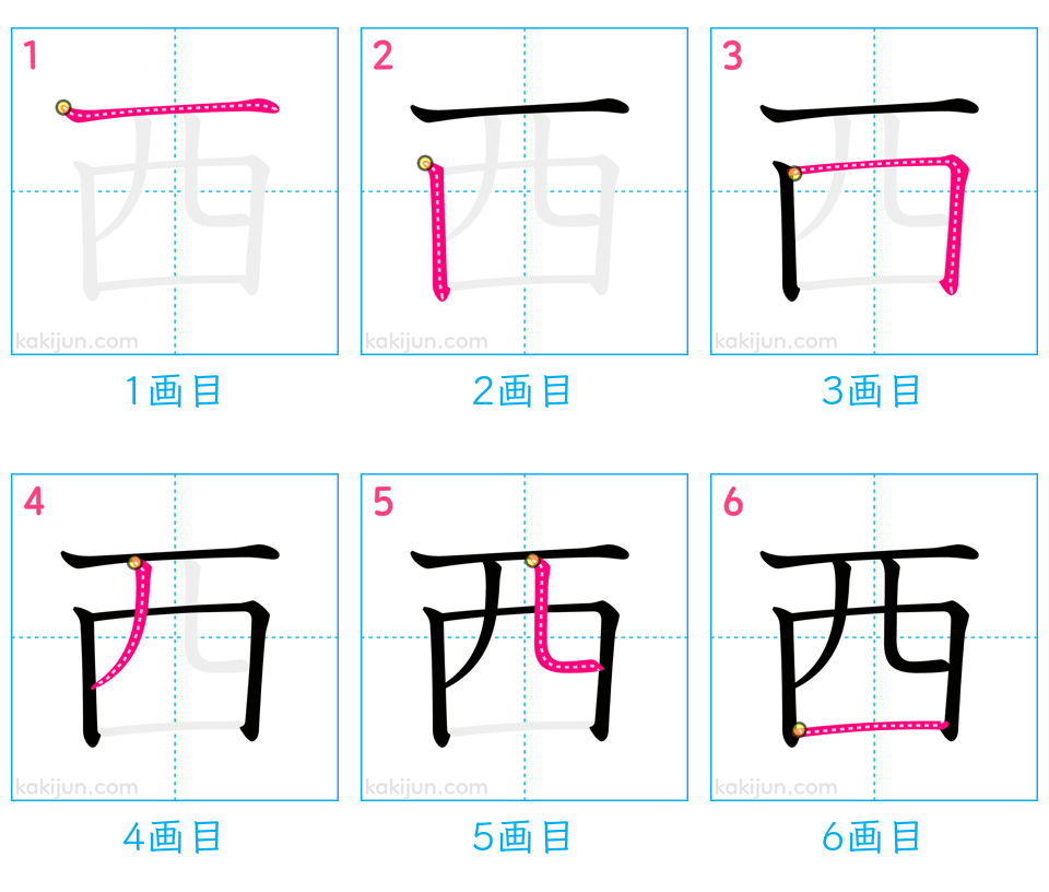 「西」の書き順（画数）