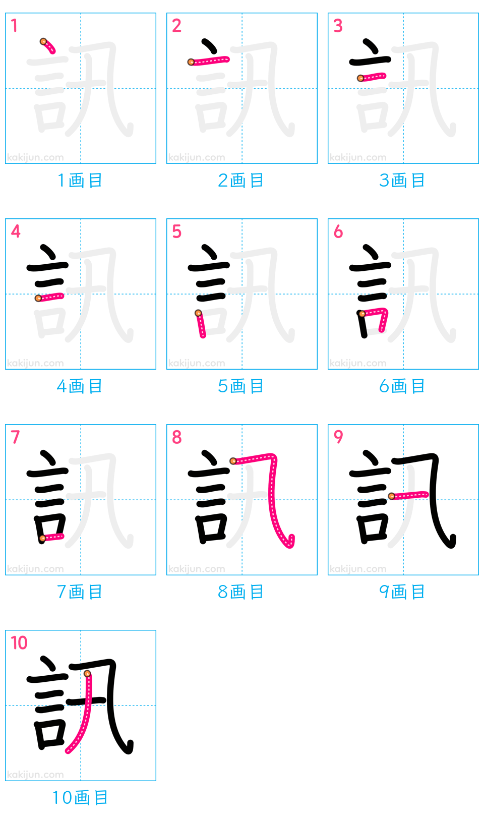 「訊」の書き順（画数）