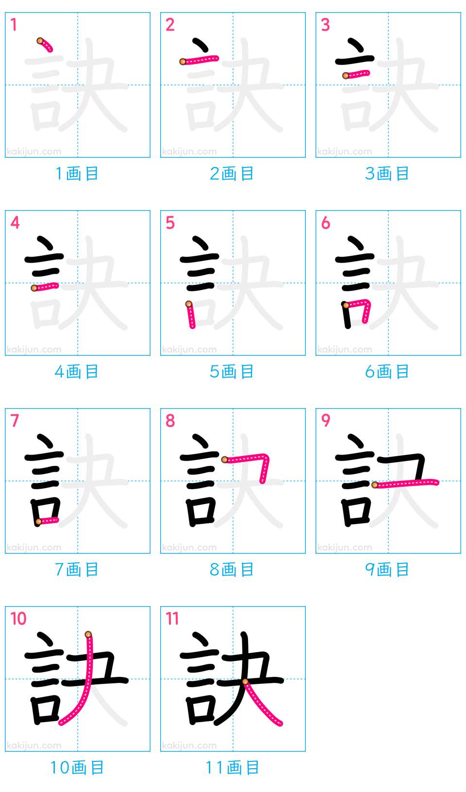 「訣」の書き順（画数）