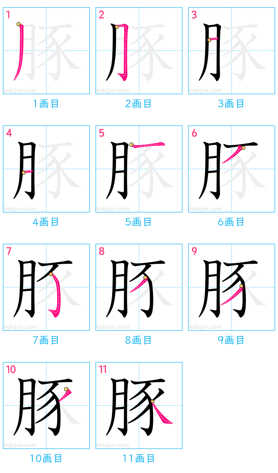 「豚」の書き順（画数）