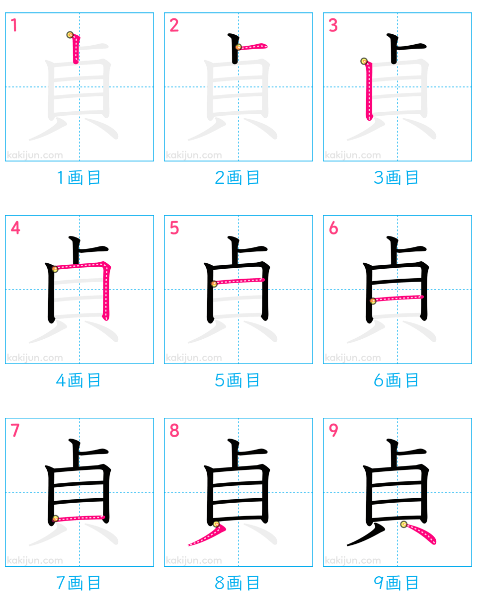 「貞」の書き順（画数）