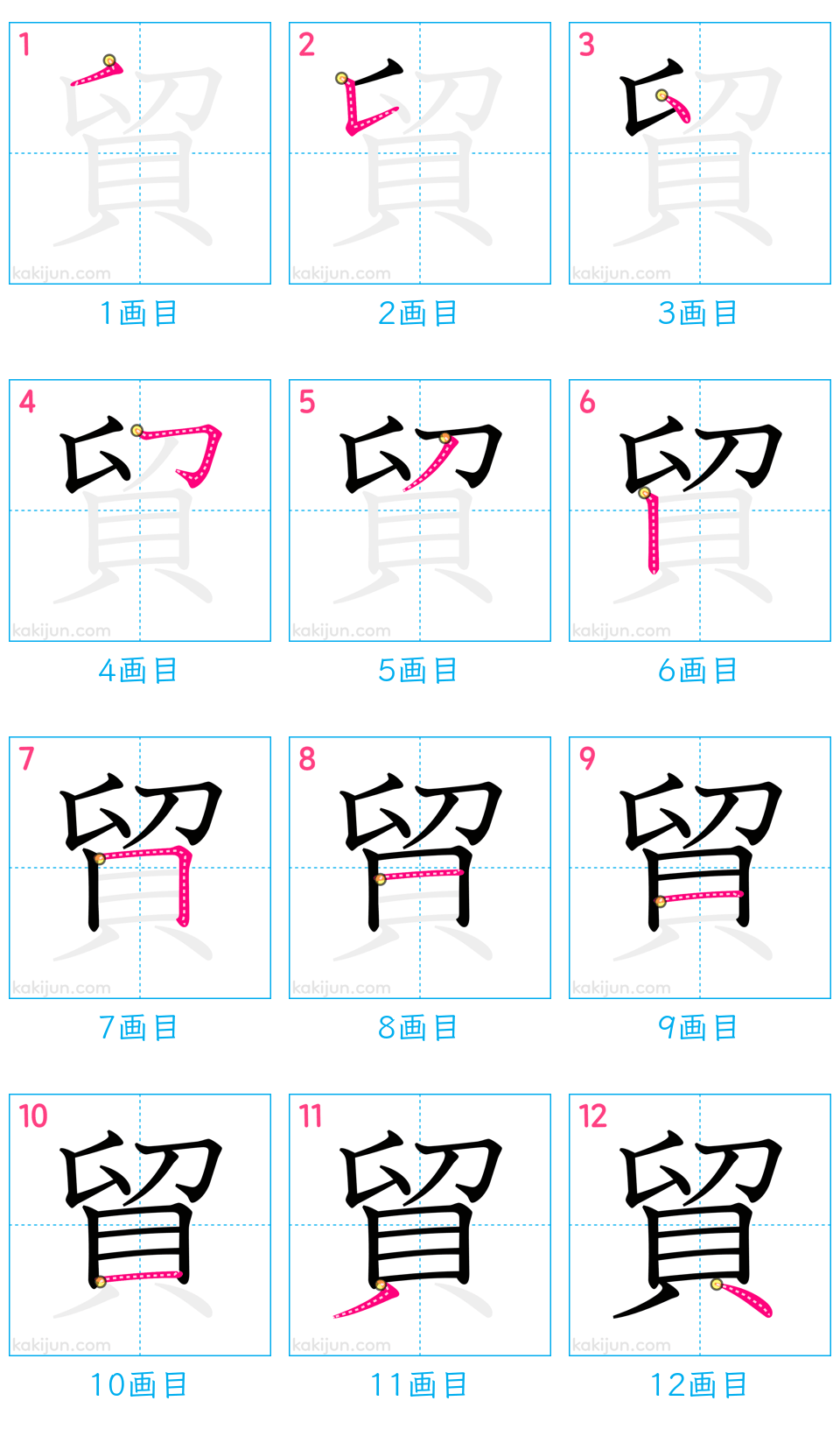 「貿」の書き順（画数）