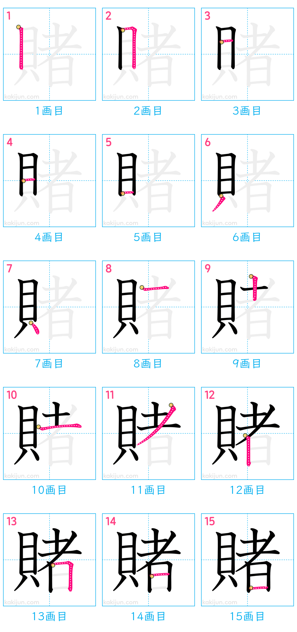 「賭」の書き順（画数）