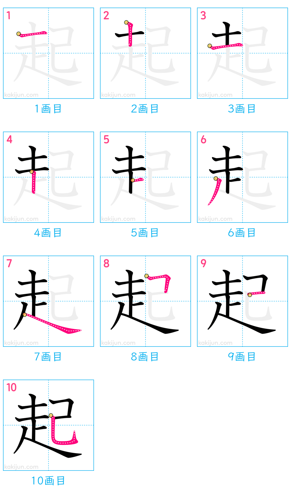 「起」の書き順（画数）