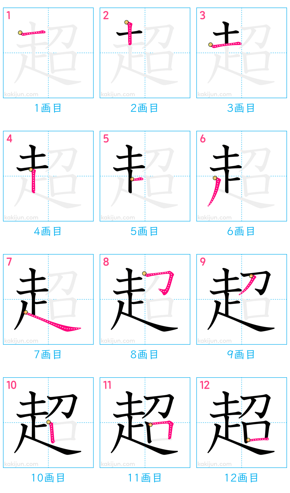 「超」の書き順（画数）