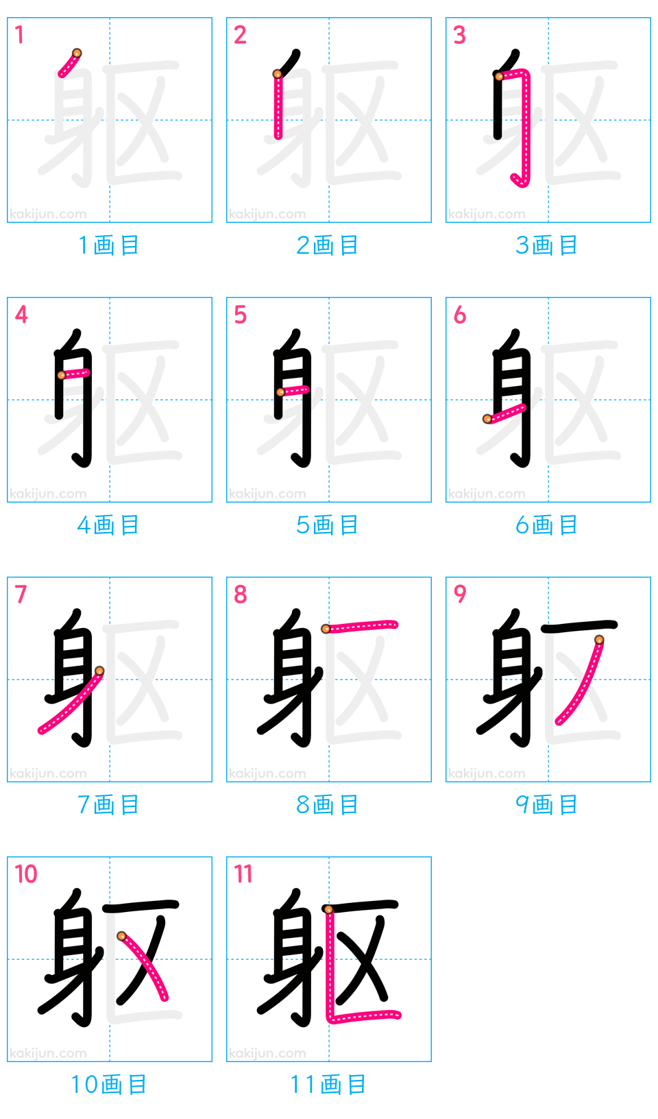 「躯」の書き順（画数）