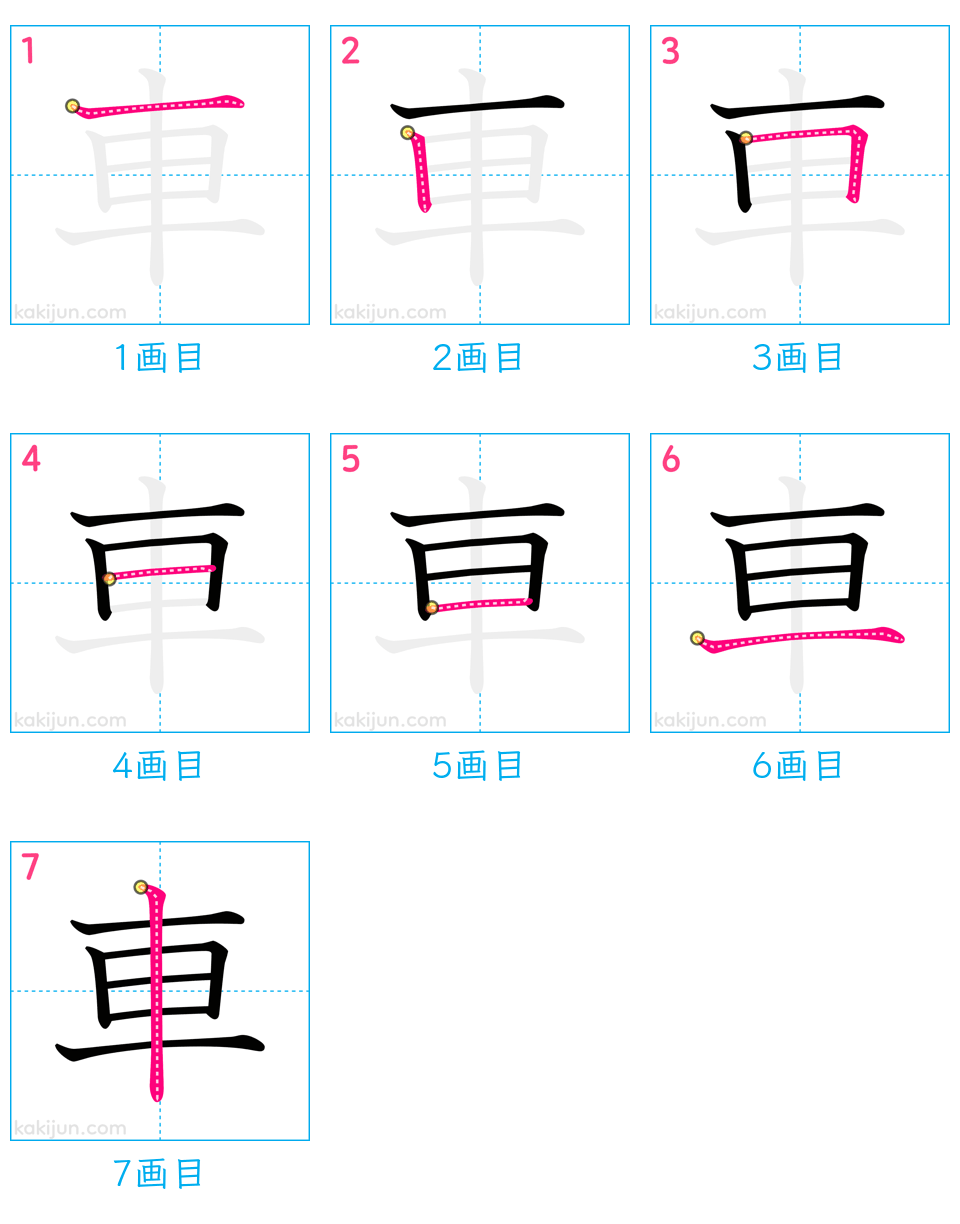 「車」の書き順（画数）