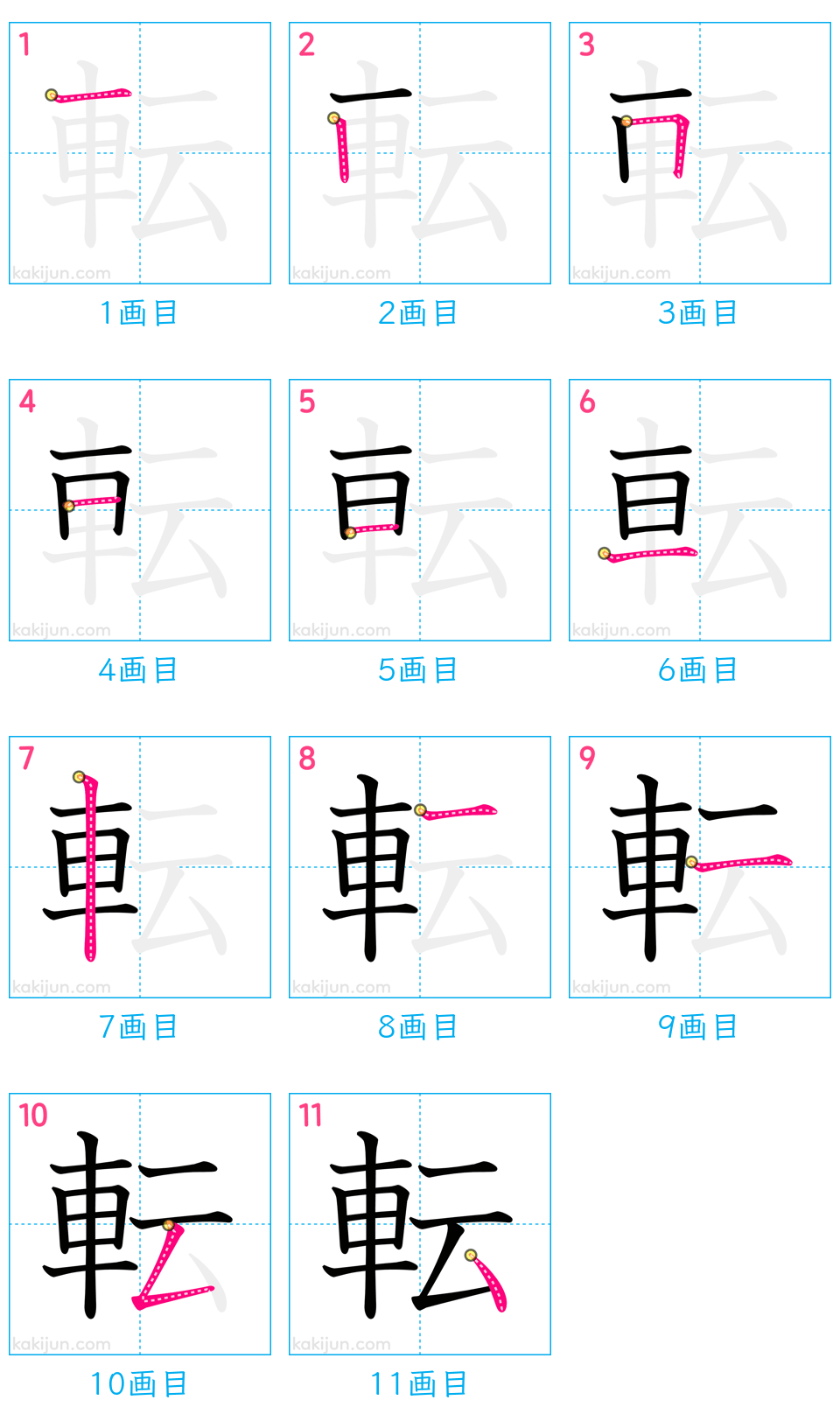 「転」の書き順（画数）