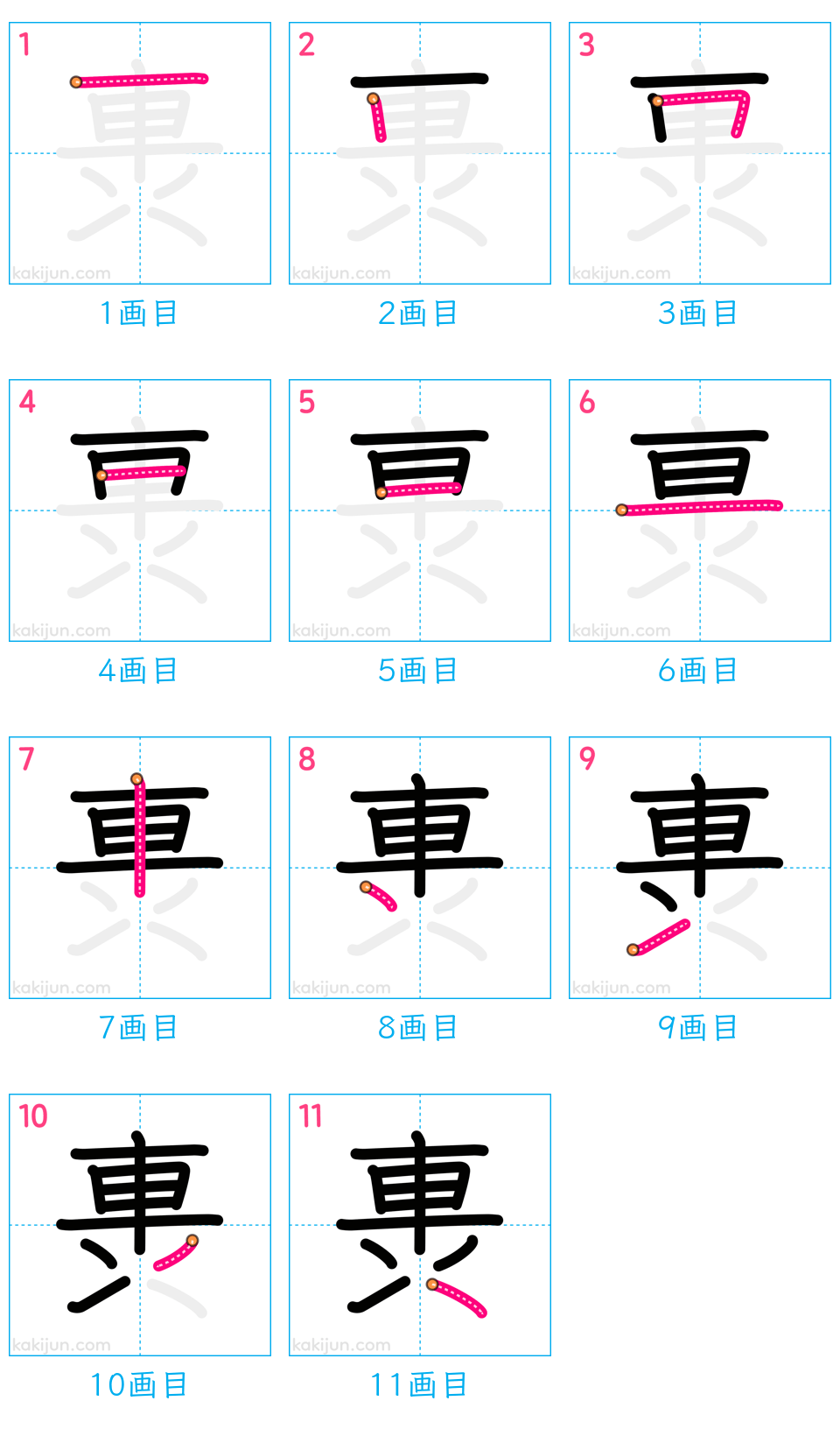 「軣」の書き順（画数）