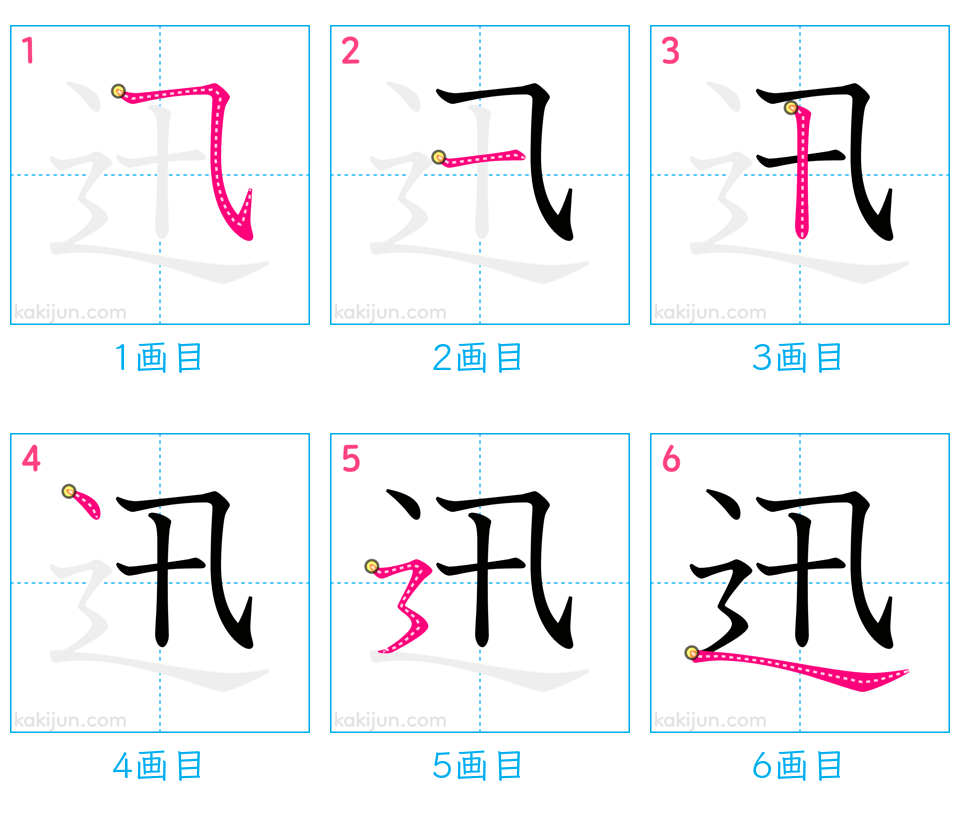 「迅」の書き順（画数）