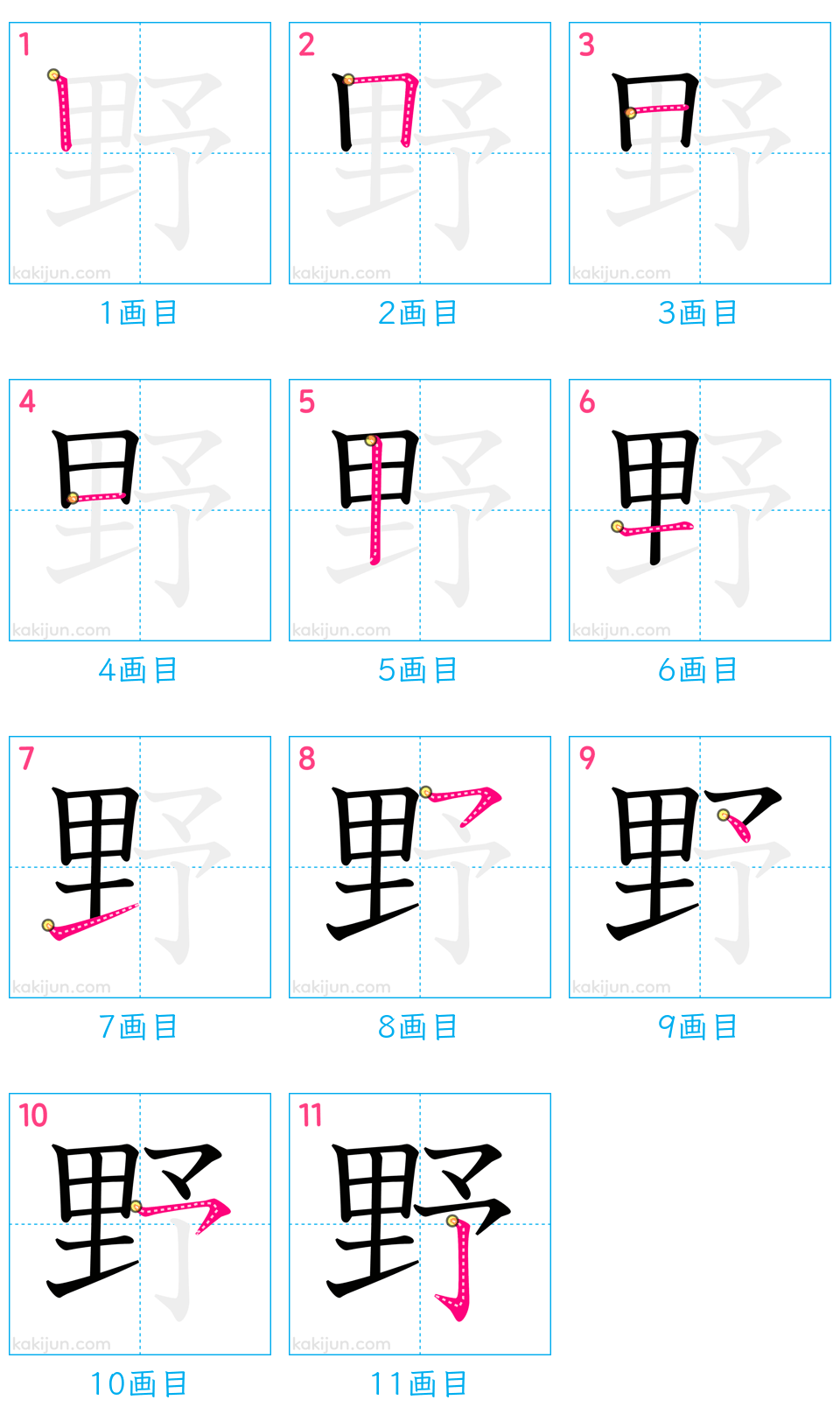 「野」の書き順（画数）