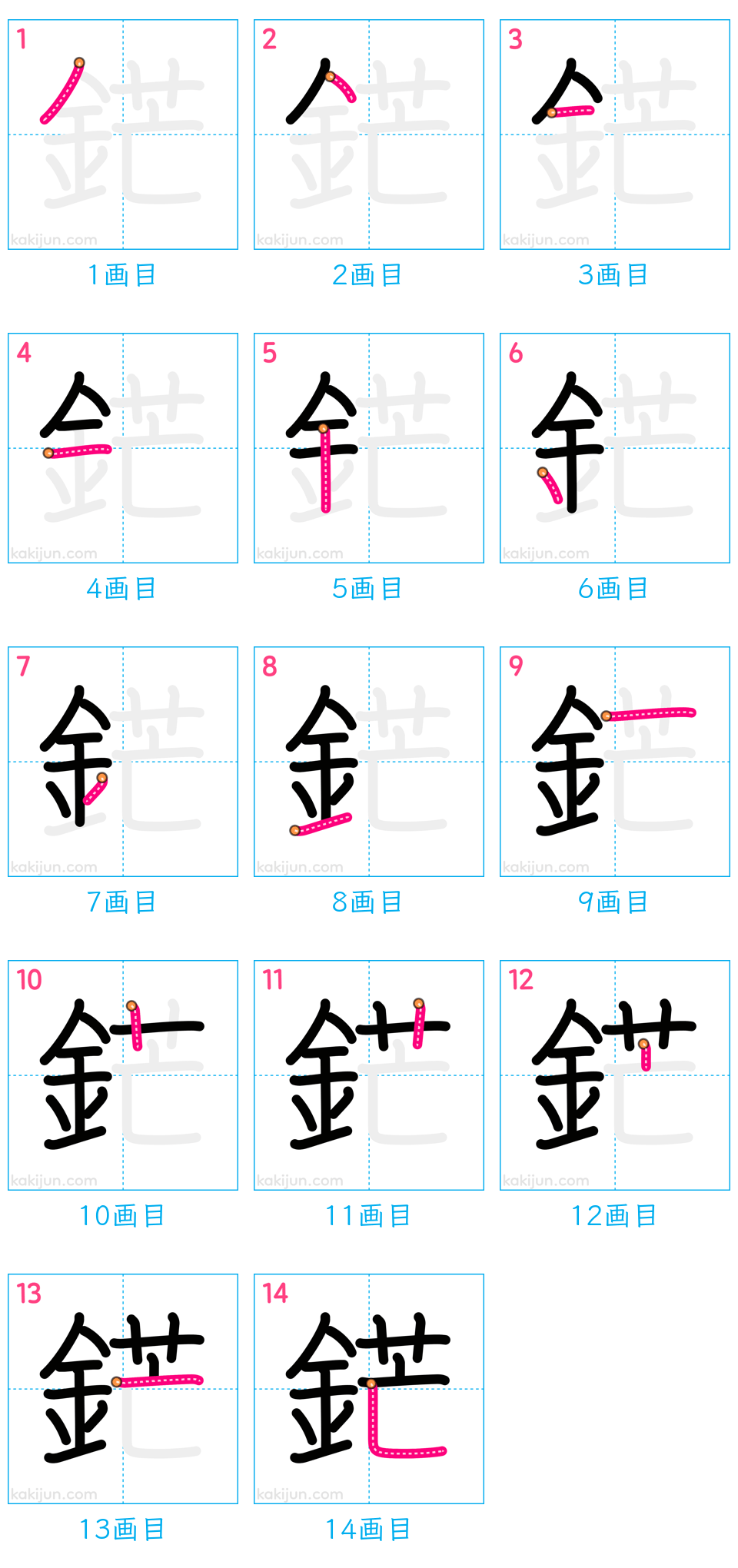 「鋩」の書き順（画数）