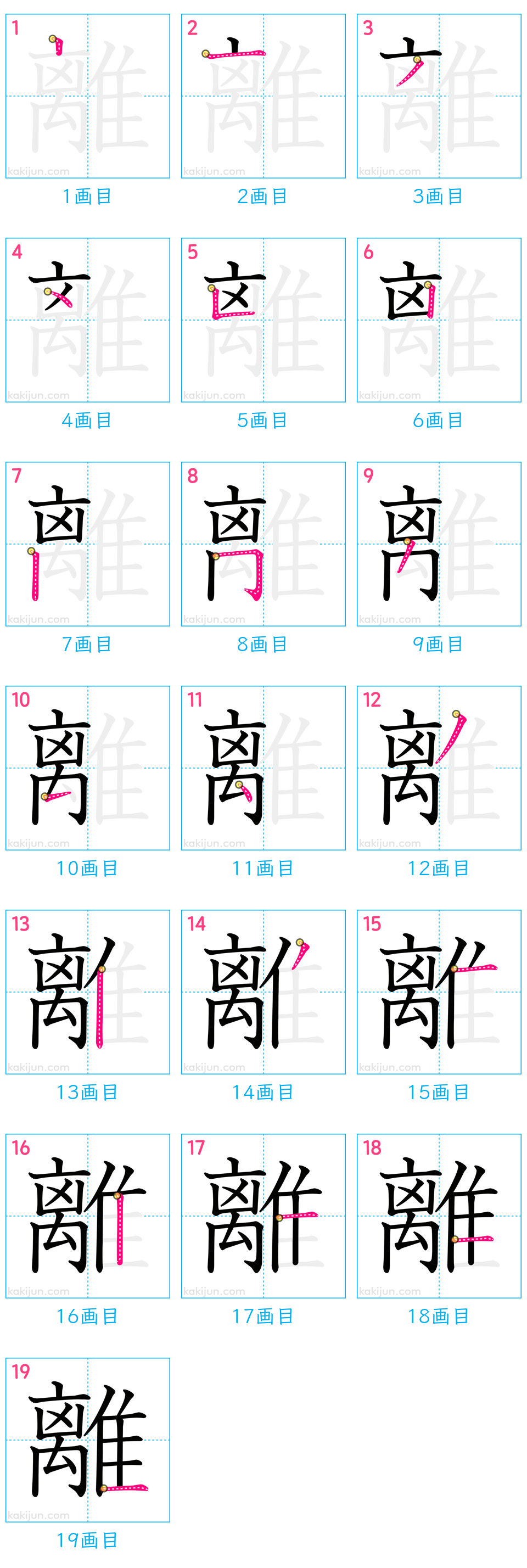 「離」の書き順（画数）