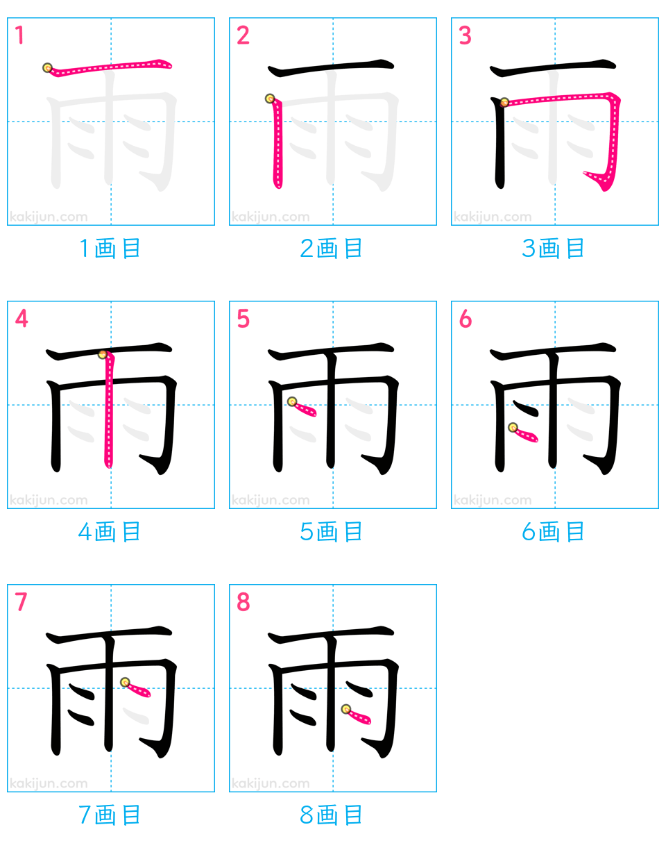 「雨」の書き順（画数）