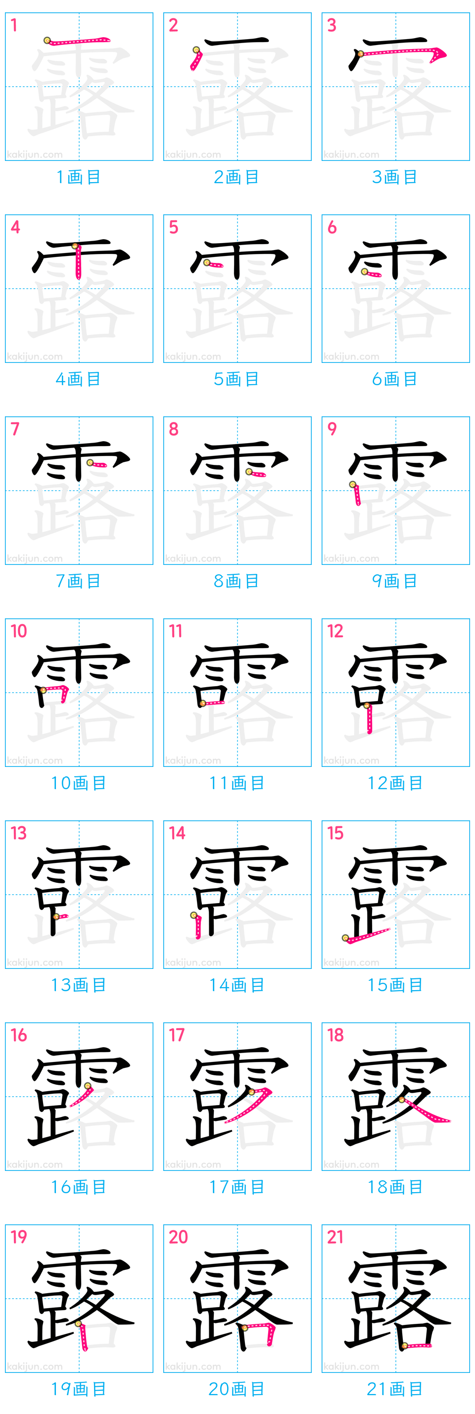 「露」の書き順（画数）