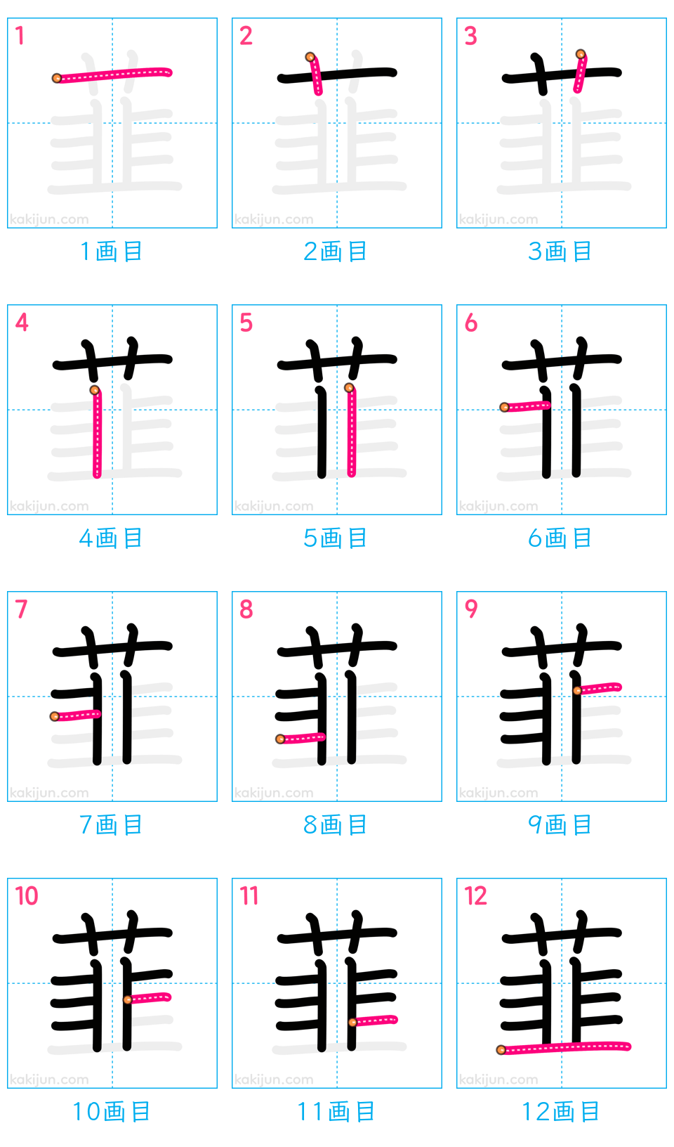 「韮」の書き順（画数）