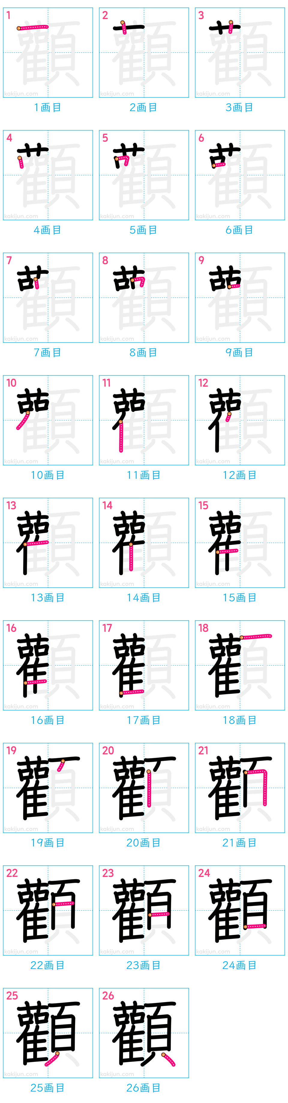 「顴」の書き順（画数）