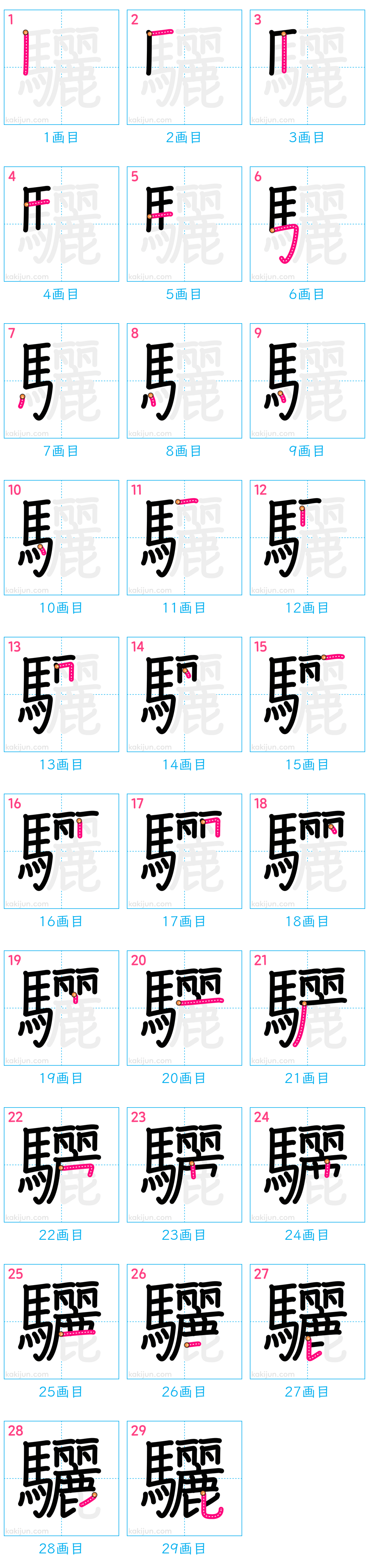 「驪」の書き順（画数）