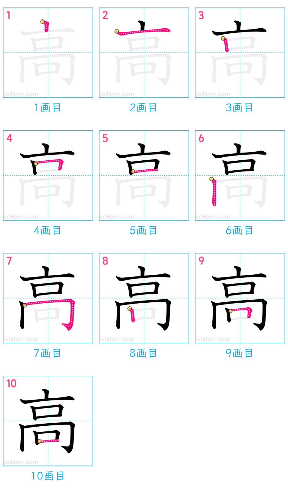 「高」の書き順（画数）