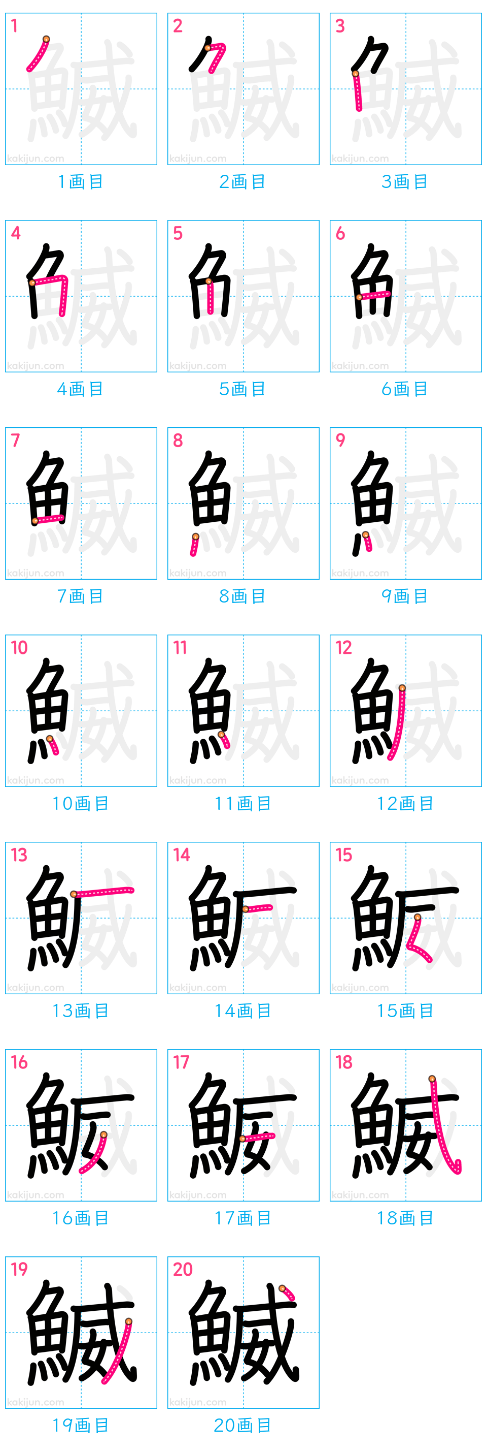 「鰄」の書き順（画数）