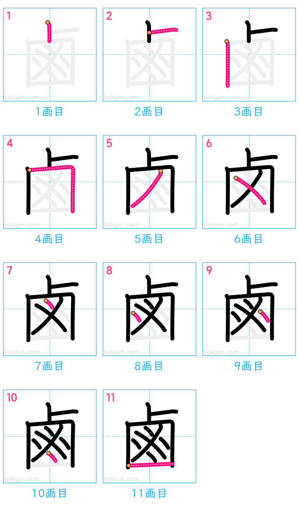 「鹵」の書き順（画数）