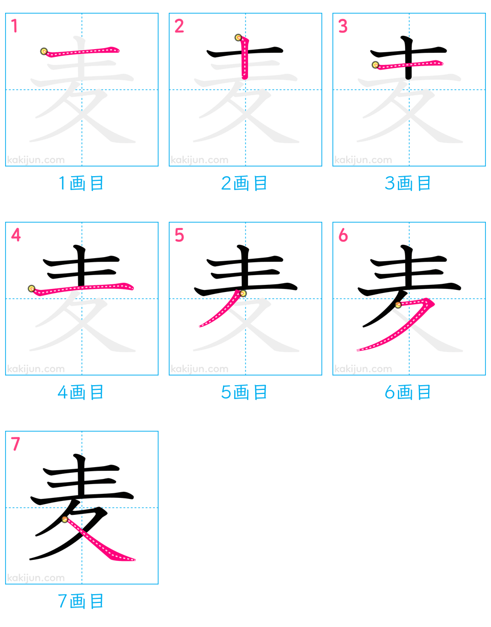 「麦」の書き順（画数）