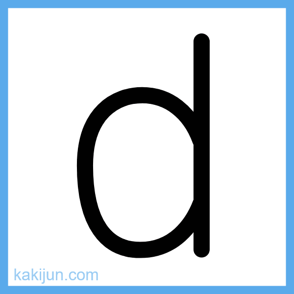 小文字「d」の書き順アニメーション