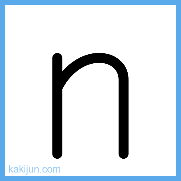 小文字「n」の書き順アニメーション