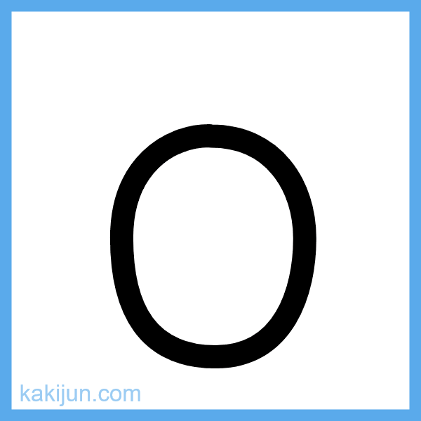 小文字「o」の書き順アニメーション