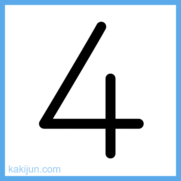 数字「4」の書き順アニメーション